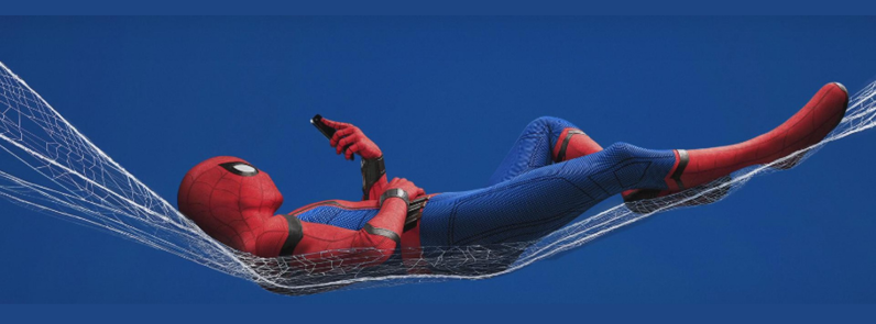 Spider-man chilling on his phone